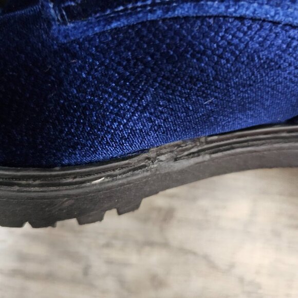 Wanted New Velour Royal Blue Ankle Patrol Lace-up Chunky Y2K Combat Boot - Picture 13 of 13